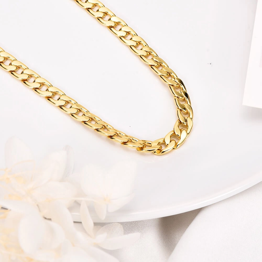 Gold Plated Crown Initial Pendant Necklace with 6mm Cuban Chain