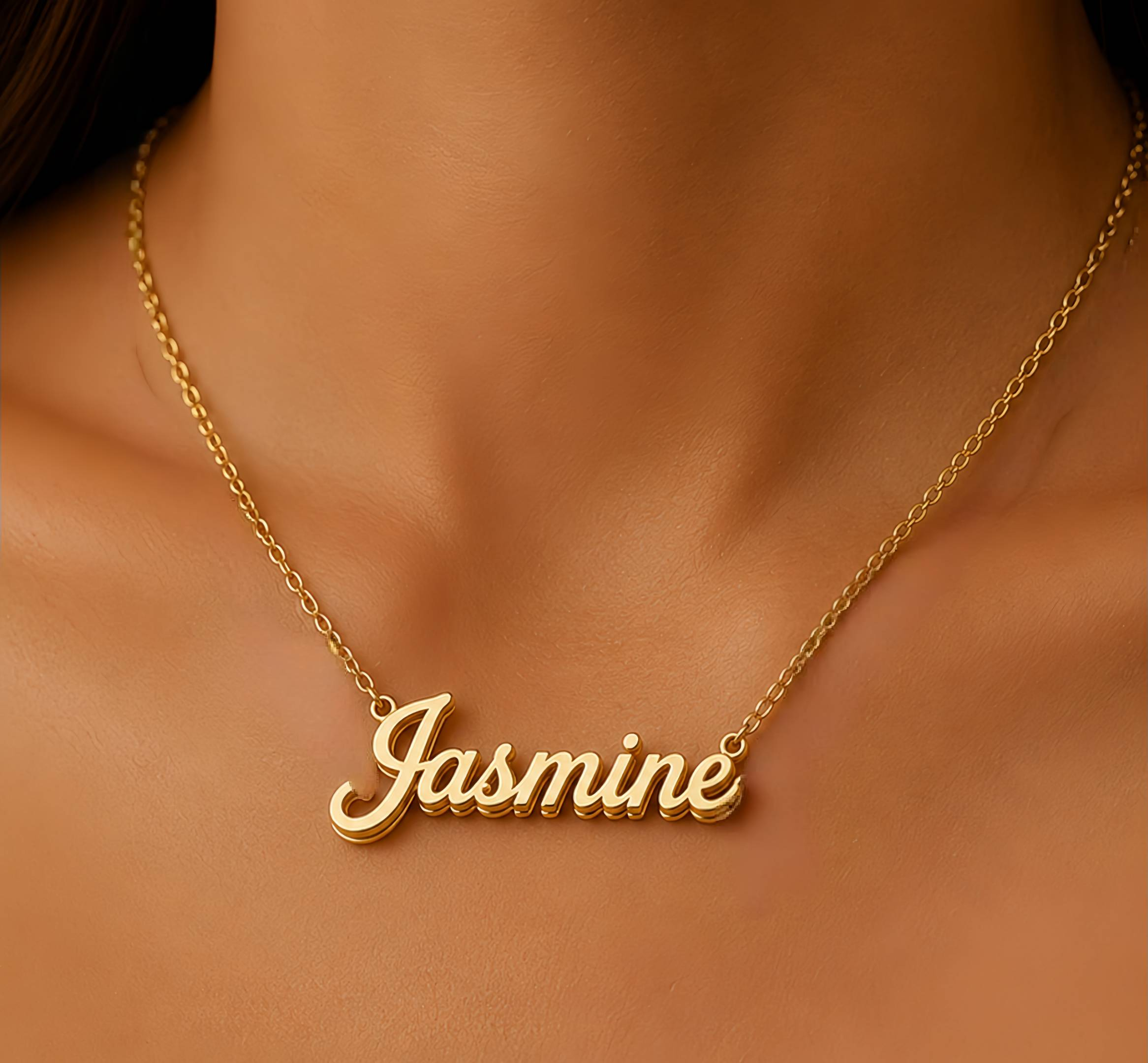 Gold Plated Double Plated Name Necklace Custom Name Necklace 