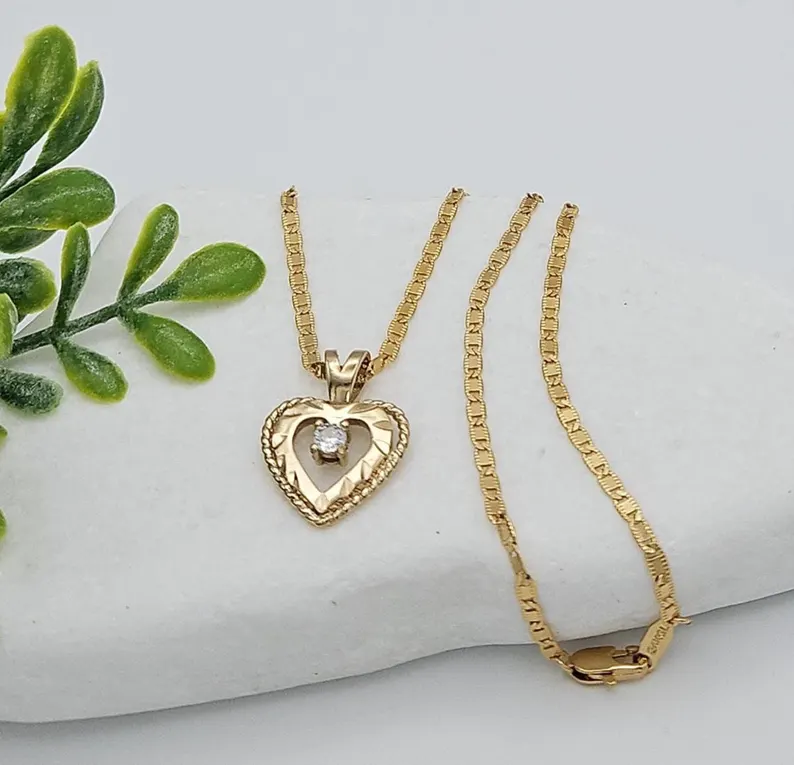  Gold Plated Heart Pendant Necklace Birthstone Necklace
