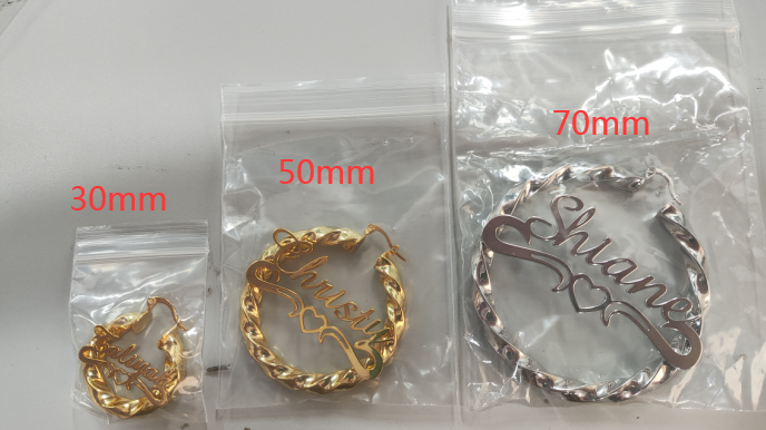 Personalized Custom Heart Gold Plated Hoop Name Earring 