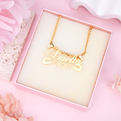 Heart Crown Necklace Personalized Custom Copper Silver Name Necklace