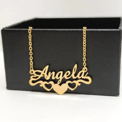 Custom Three Heart Gold Plated Personalized Name Necklace For Her