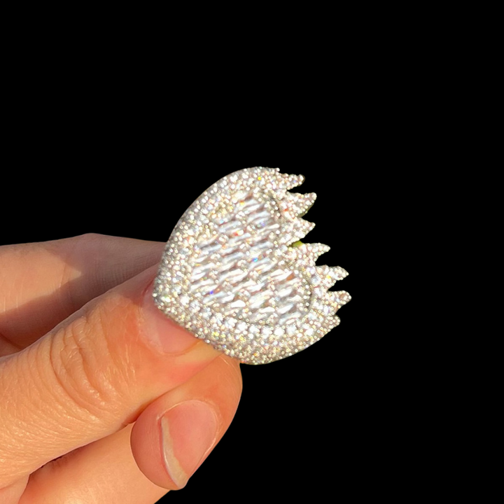Heart Ice Out Diamond Ring Gold Plated Rings Hip Hop Jewelry