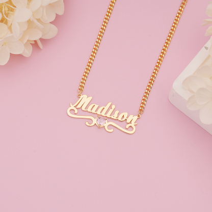 Personalized Heart Name Necklace And Name Earrings Birthstone Jewelry Set