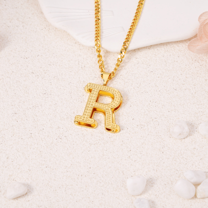 Double Layer Gold Plated Letter Necklace Custom Initial Necklace