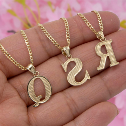 Personalized Nugget Initial Letter Pendant Necklace