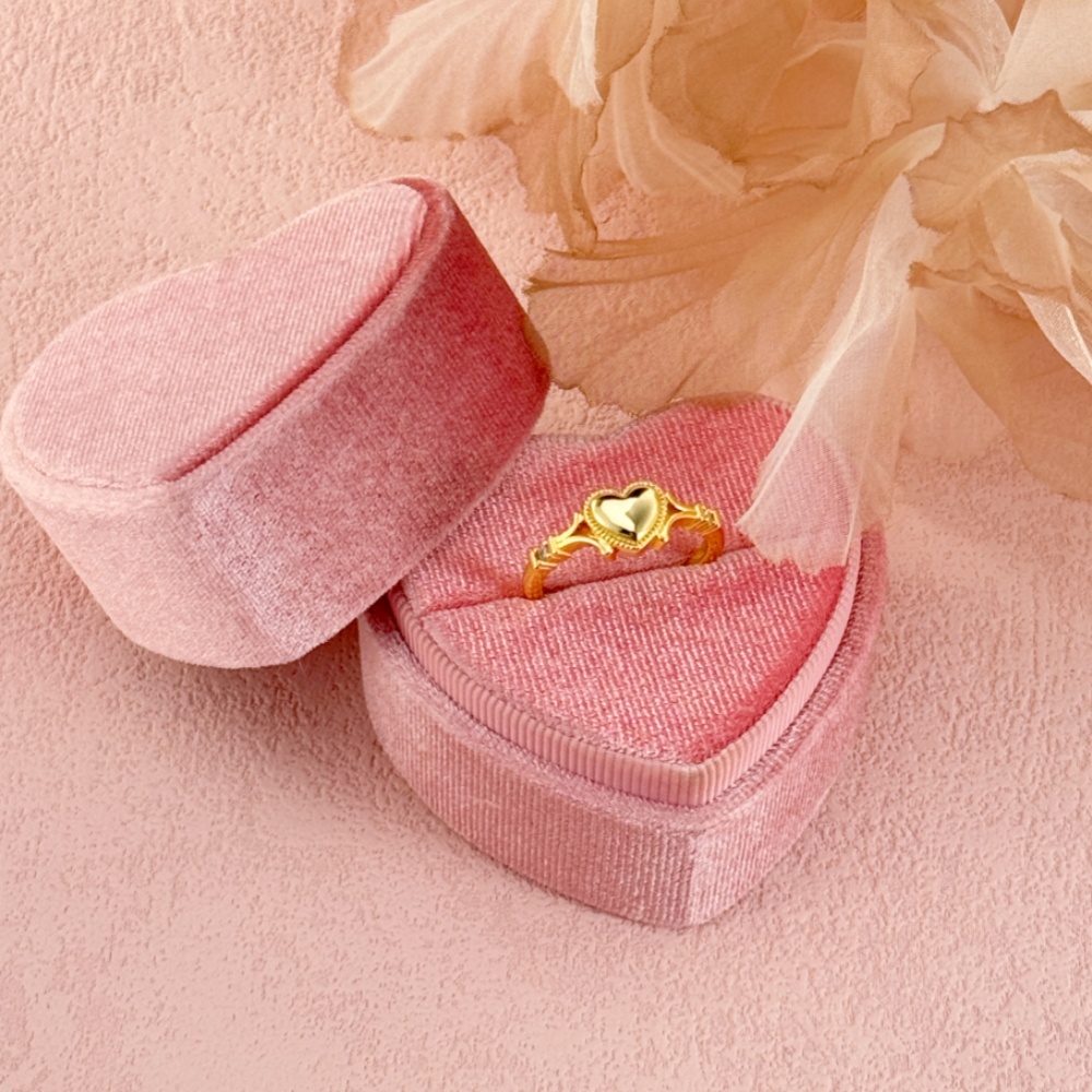 Gold Plated Zirconia Heart Ring Promise Ring