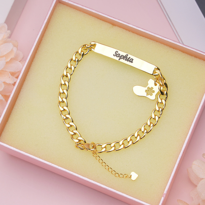 Christmas Socks Gold Plated Custom Name Bracelet 
