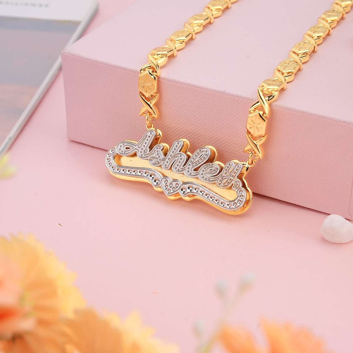 XOXO Chain Double Plated Personalized Name Necklace