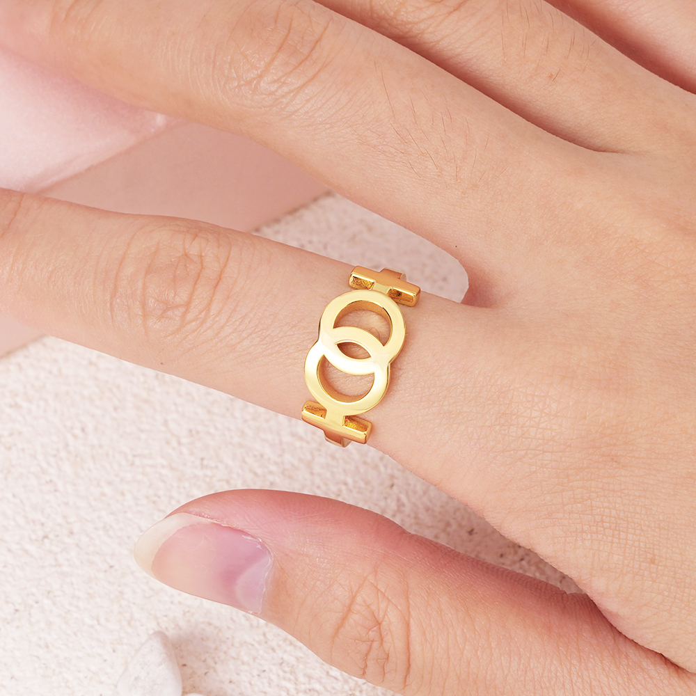 Lesbian Ring Gold Plated Personalized Engraved Ring LGBT Pride Ring