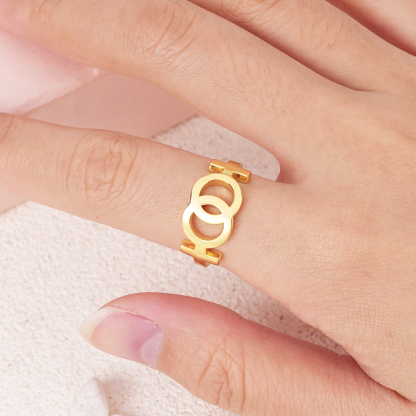 Lesbian Ring Gold Plated Personalized Engraved Ring LGBT Pride Ring