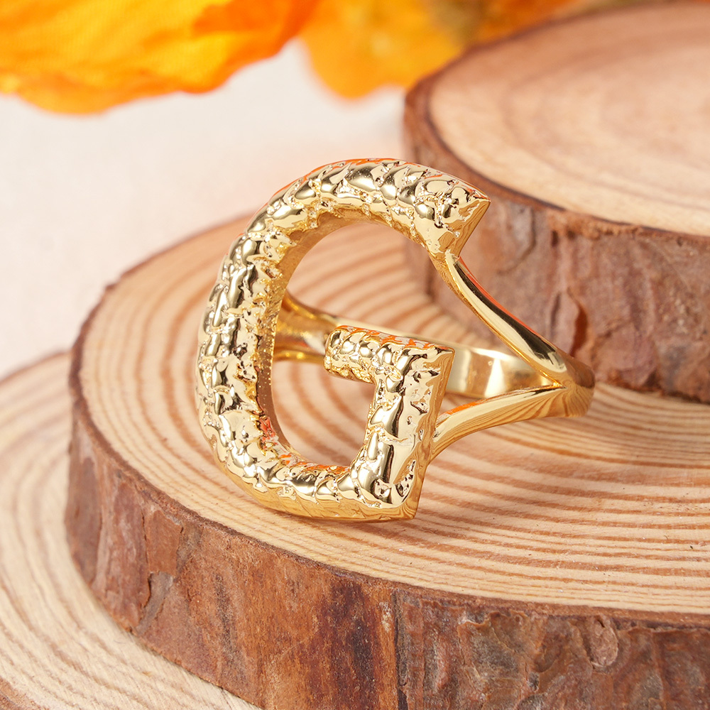Nugget Ring Gold Plated Personalized Custom Initial Ring