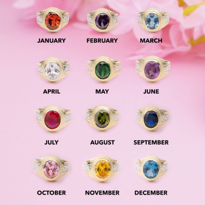 Round Birthstone Ring Custom Gold Plated Ring