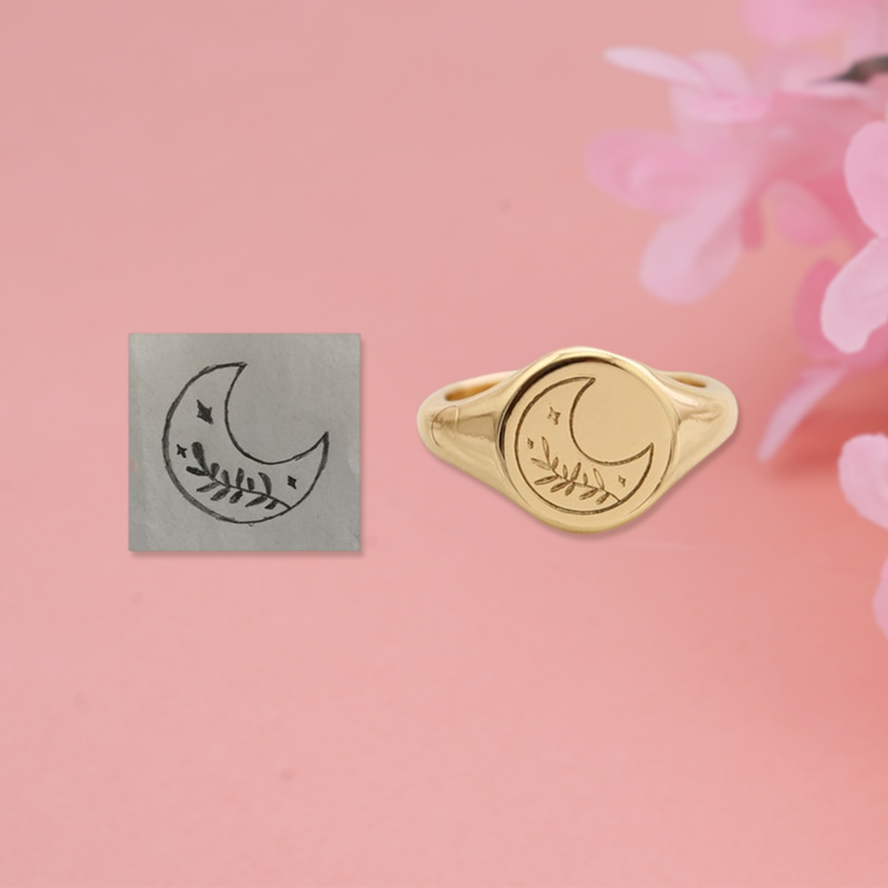 Personalized Actual Drawing Logo Ring Custom Picture Ring
