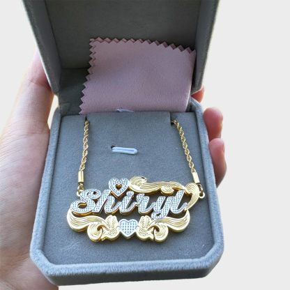 Personalized 3D Double Layer Heart Name Necklace