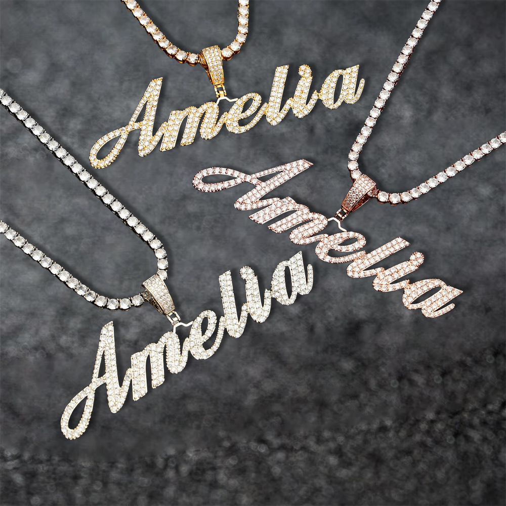 Custom Bling Letters Name Necklace Personalized Zircon Necklace