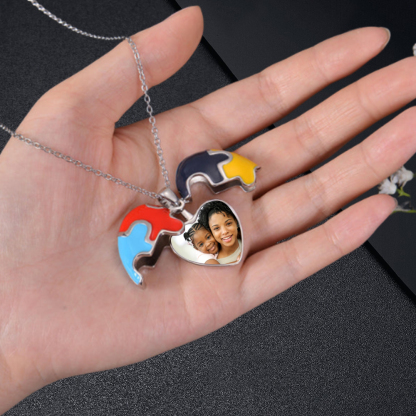 Personalized Heart Shaped Colorful Photo Necklace
