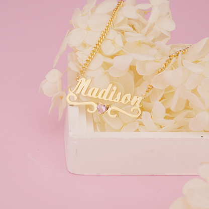 Personalized Custom Gold Plated Names Necklace with Birthstone Mother Gift