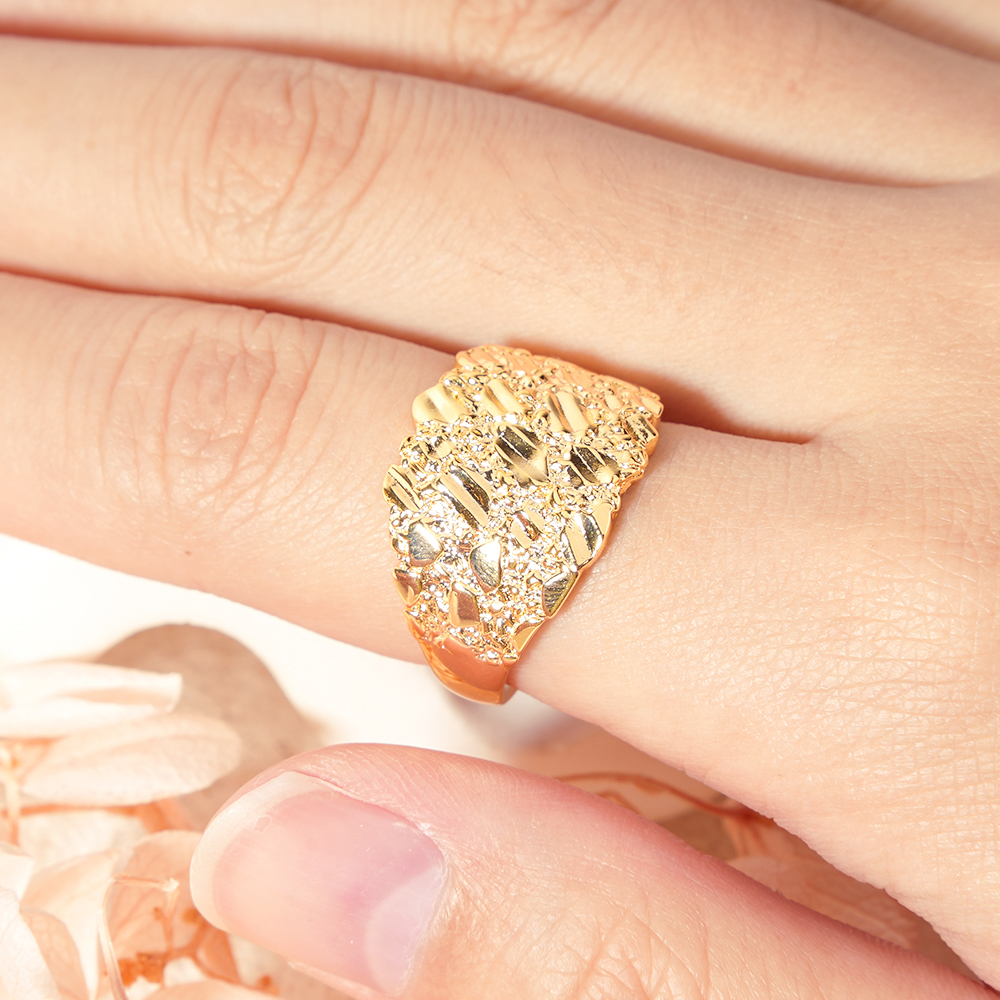 Nugget Personalized Gold Plated Vintage Engraved Band Ring
