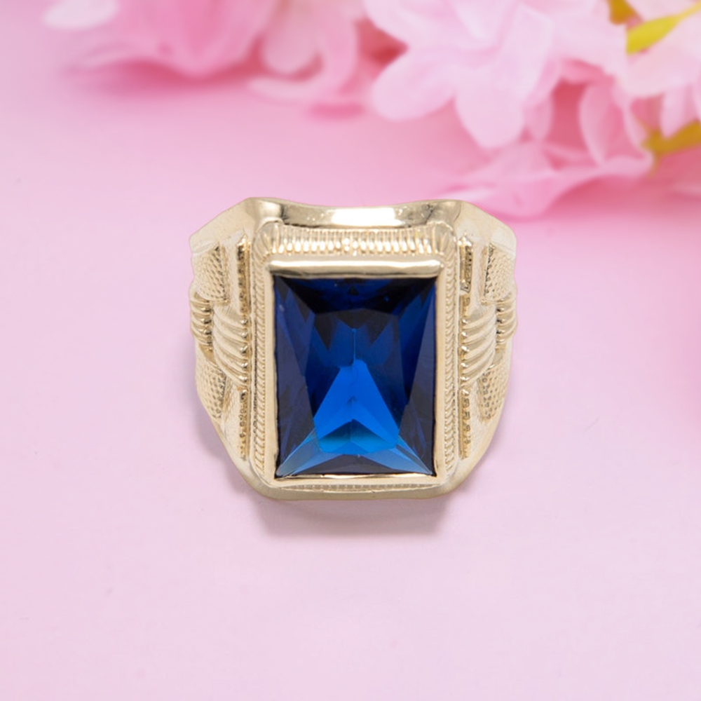 Men's Birthstone Ring Custom Gold Plated Ring