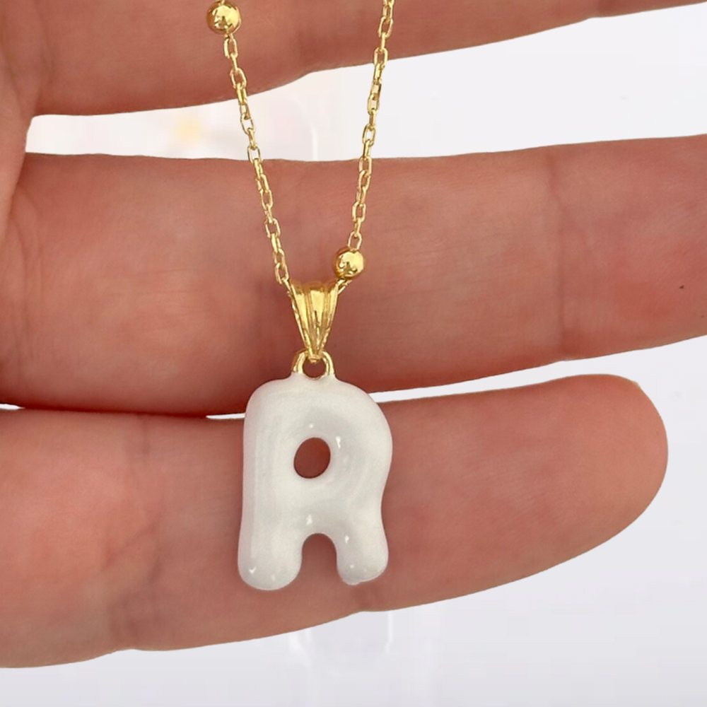 Personalized Custom Puff Bubble Initial Necklace