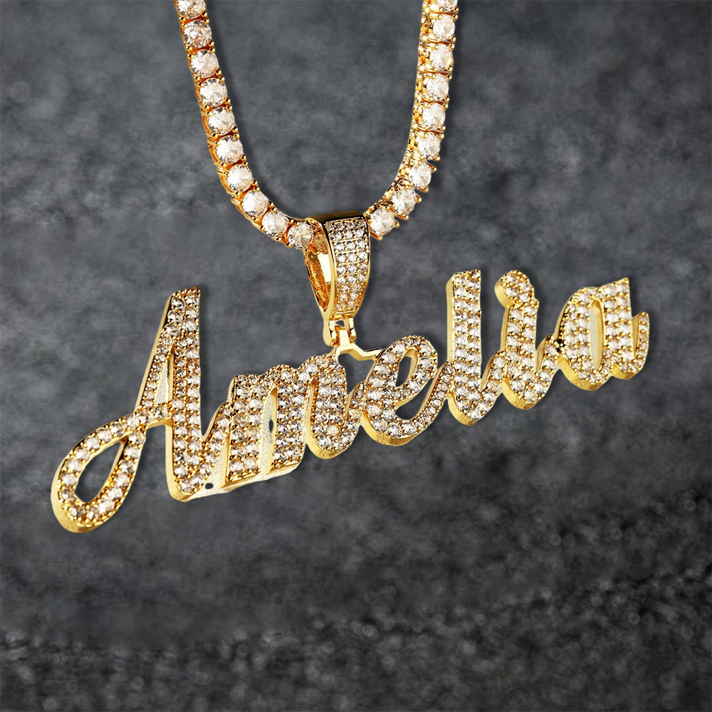 Custom Bling Letters Name Necklace Personalized Zircon Necklace