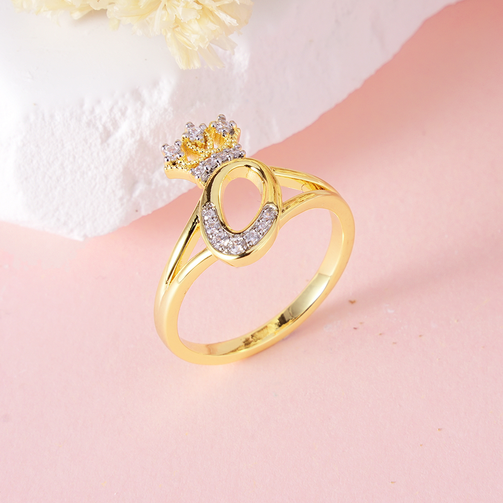 Zircon Crown Initial Personalized Letter Ring