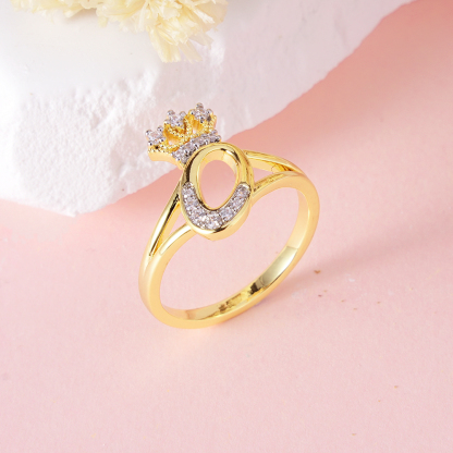 Zircon Crown Initial Personalized Letter Ring