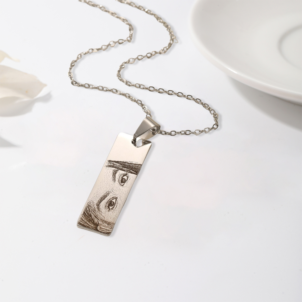 Personalized Engraved Eye Portrait Necklace