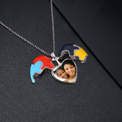 Personalized Heart Shaped Colorful Photo Necklace