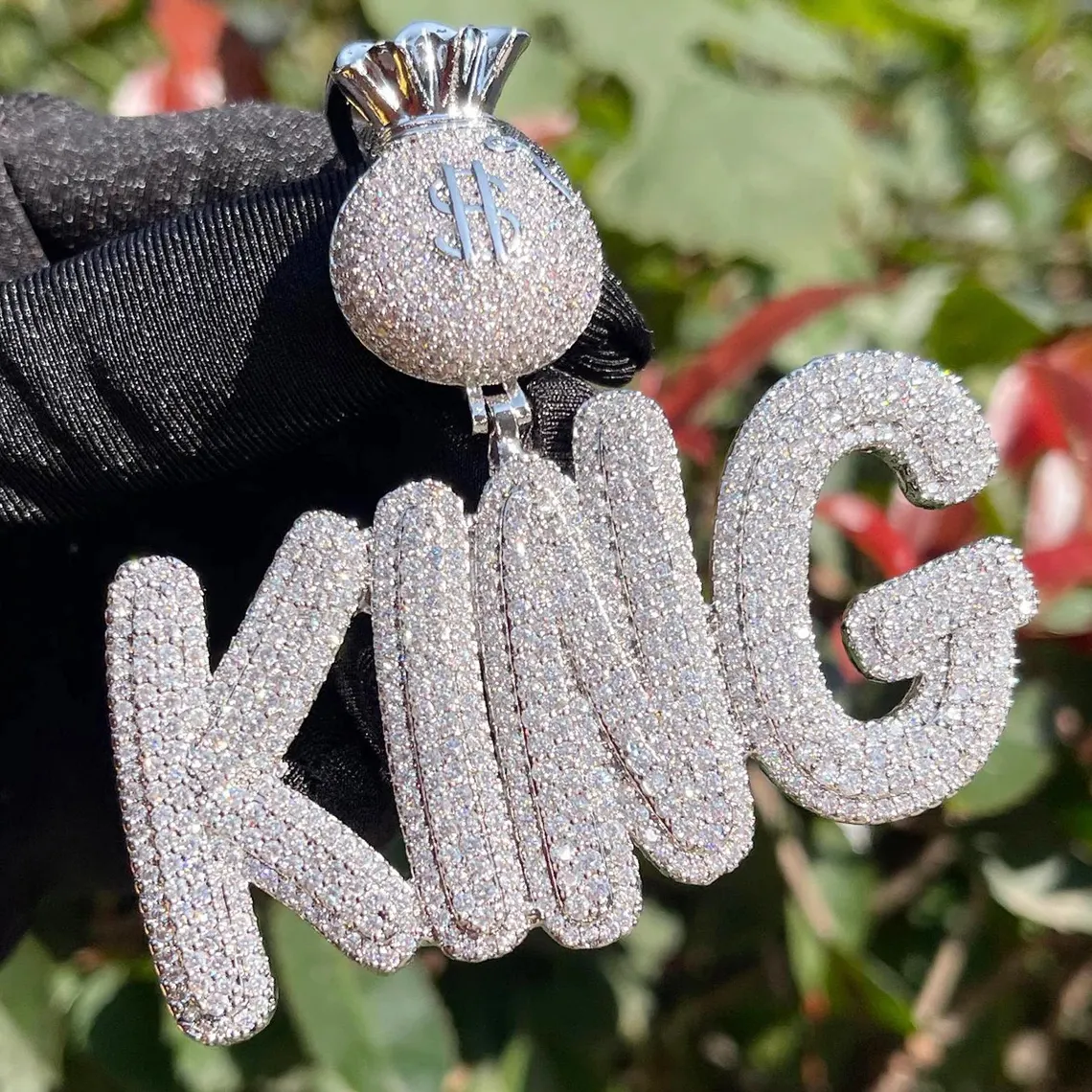 Rope Chain Money Bag Iced Out Zirconia Name Necklace