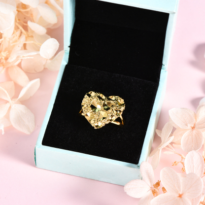 Gold Plated Love Heart Set Personalized Name Ring And Necklace Stud Earrings