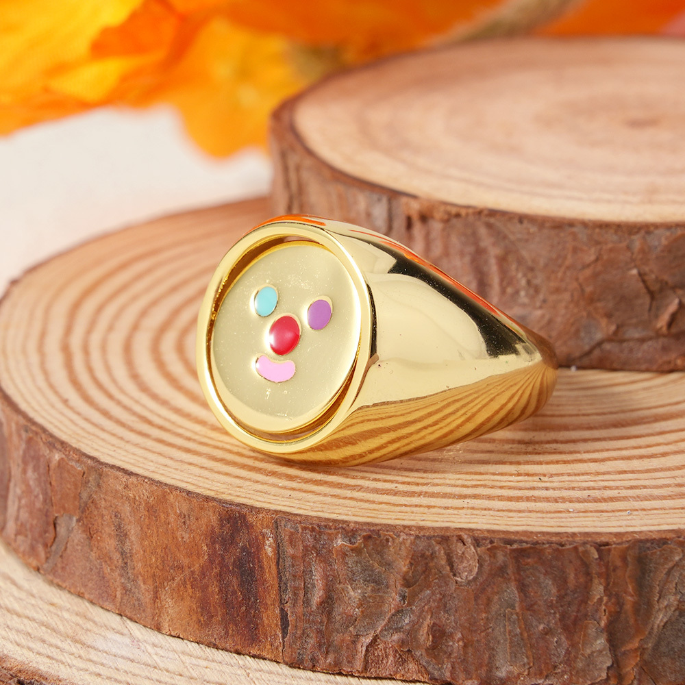 Happy Sad Spinner Ring Gold Plated Personalized Engraved Ring