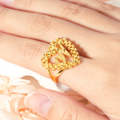 RX Style Heart Diamond Cut Ring Personalized Custom Initial Ring