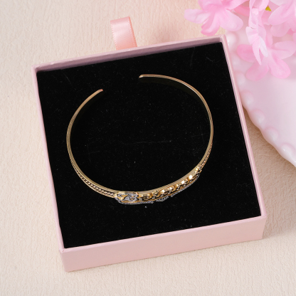 Personalized Two Tone Heart Nameplate Cuff Bangle Custom Name Bracelets