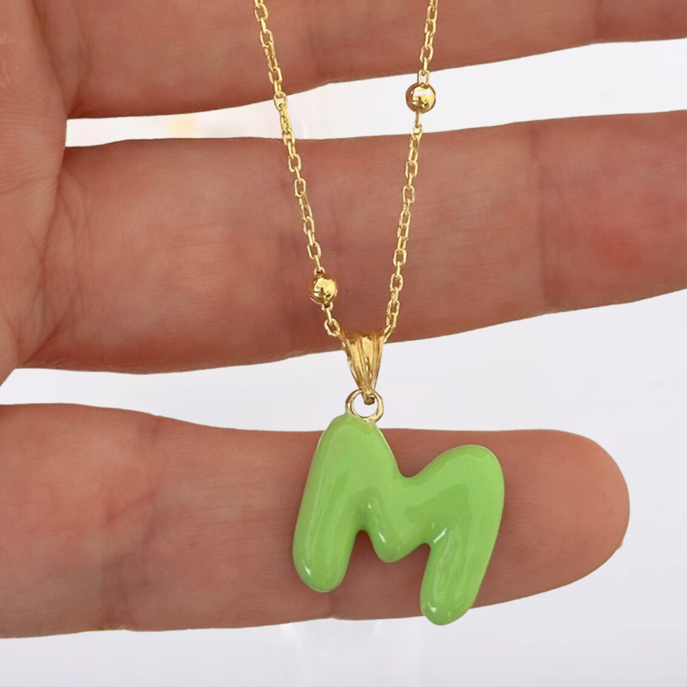 Personalized Custom Puff Bubble Initial Necklace