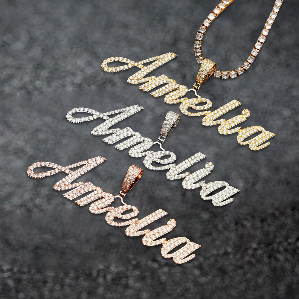 Custom Bling Letters Name Necklace Personalized Zircon Necklace