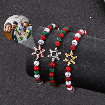 Colorful Beads Snowflaker Photo Projection Necklace