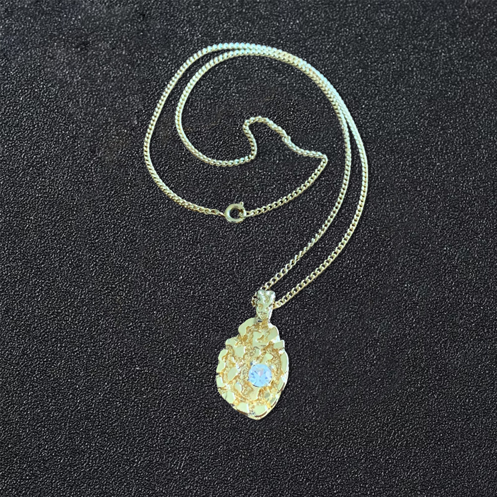 Nugget Style Gold Plated Necklace With Birthstone