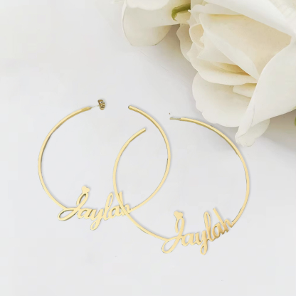 Heart Font Hoop Name Earring 