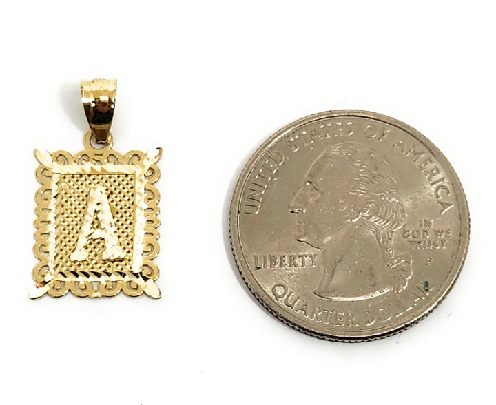Nugget Style Square Custom Initial Pendant Necklace