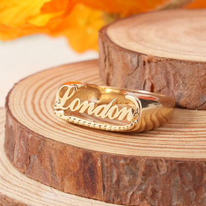 Gold Plated Personalized Customized Name Ring