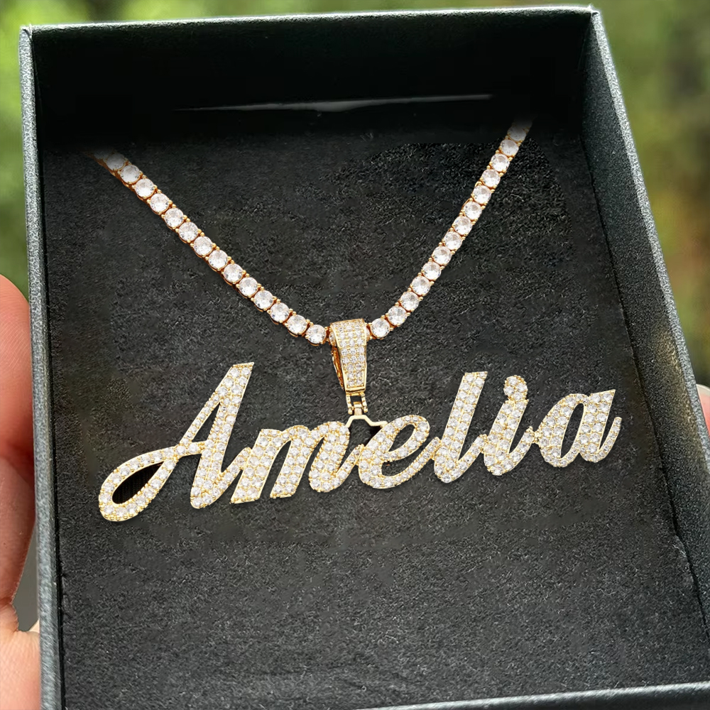 Custom Bling Letters Name Necklace Personalized Zircon Necklace