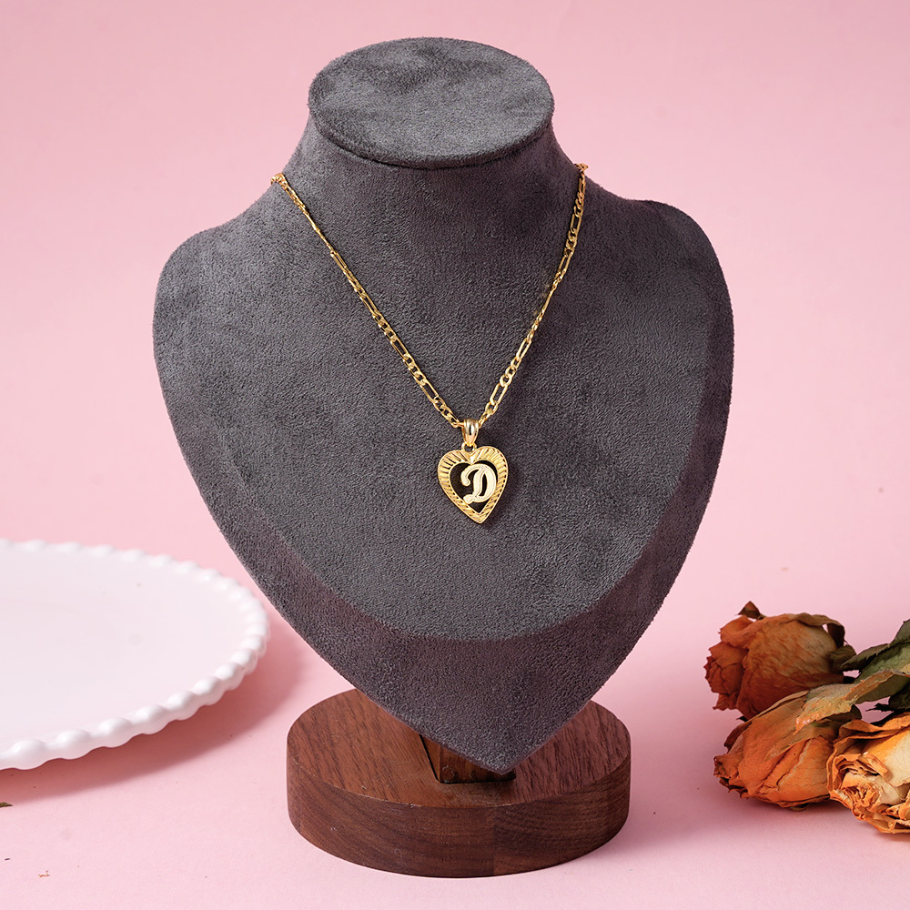 Personalized Heart Shaped Pendant Cut Initial Necklace