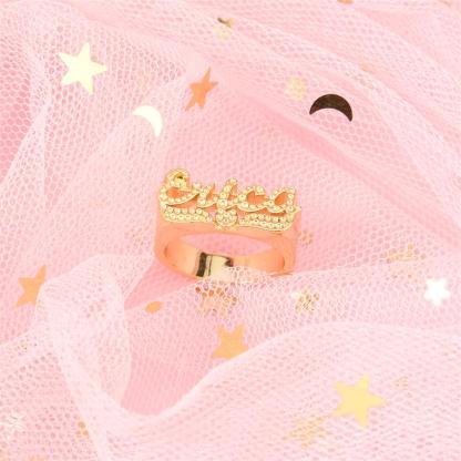 Gold Plated Custom Heart Carved Name Ring