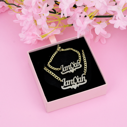 Stainless Steel Jewelry Set Personalized Name Necklace Name Bracelet And Name Earrings