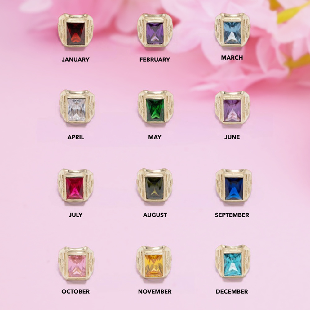 Men's Birthstone Ring Custom Gold Plated Ring