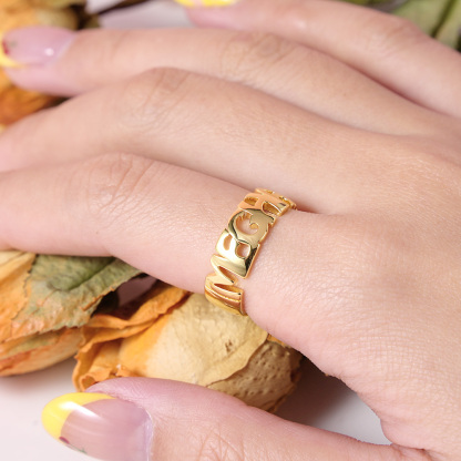 Personalized Hand Carved Brass Name Ring