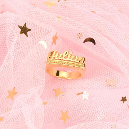 Personalized Custom Gold Plated Underline 3D Names Ring
