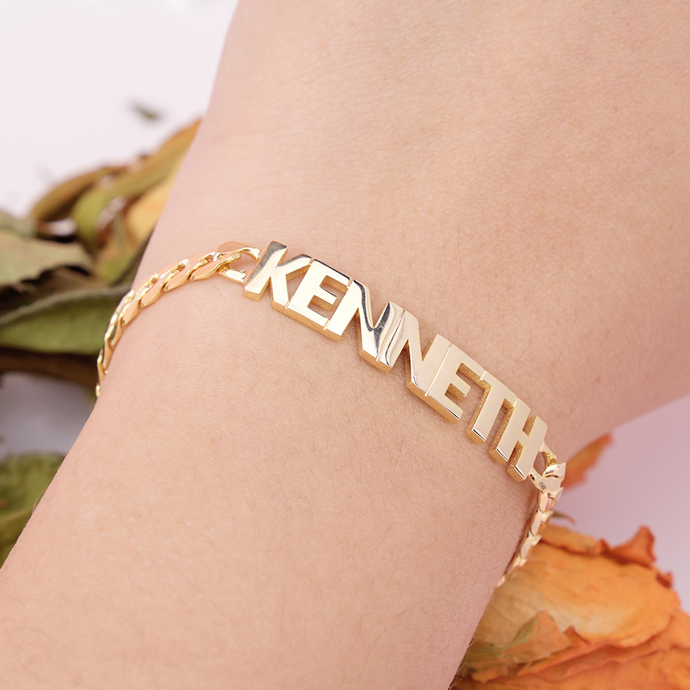 Gold Plated Personalized Capital Letter Name Bracelet